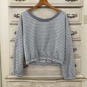 Vici Grey Striped Sweatshirt